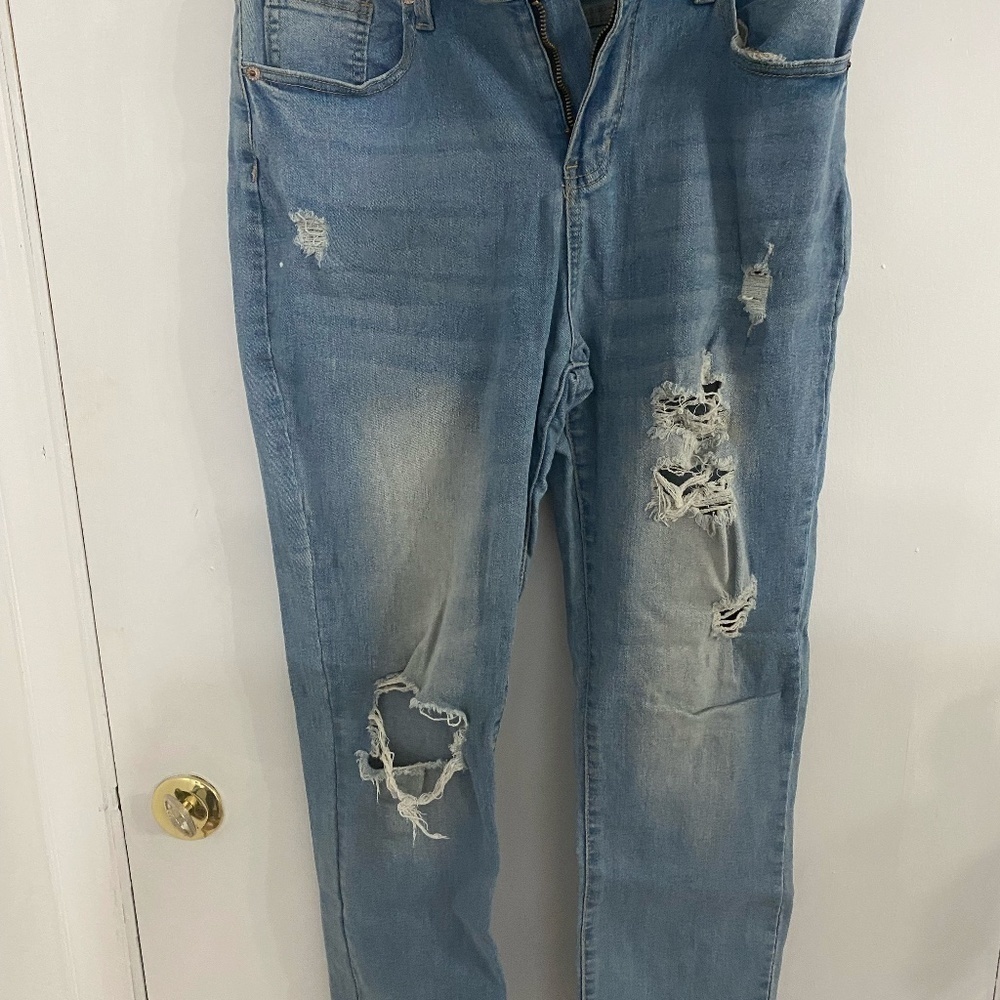 34 Womens Ripped Jeans Casual Cropped Slim Fit Denim Pants Large